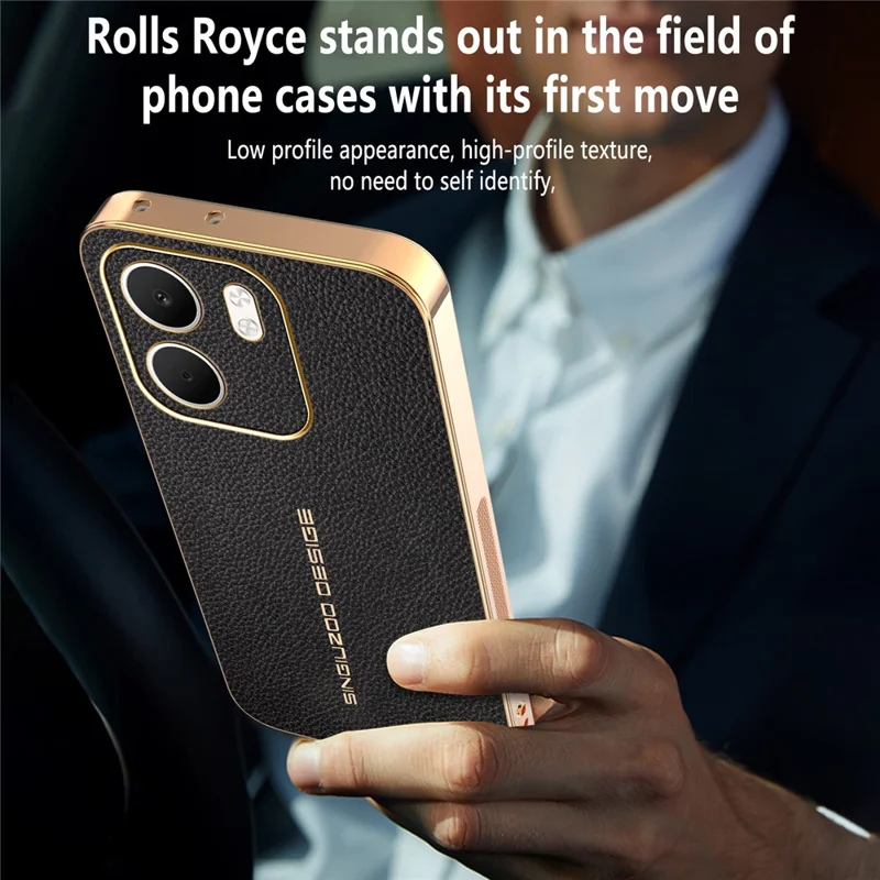 Funda para teléfono Oppo A5x 4G / A5x 5G antirayaduras con textura de piel de cocodrilo TPU cuero PU funda trasera - Negro