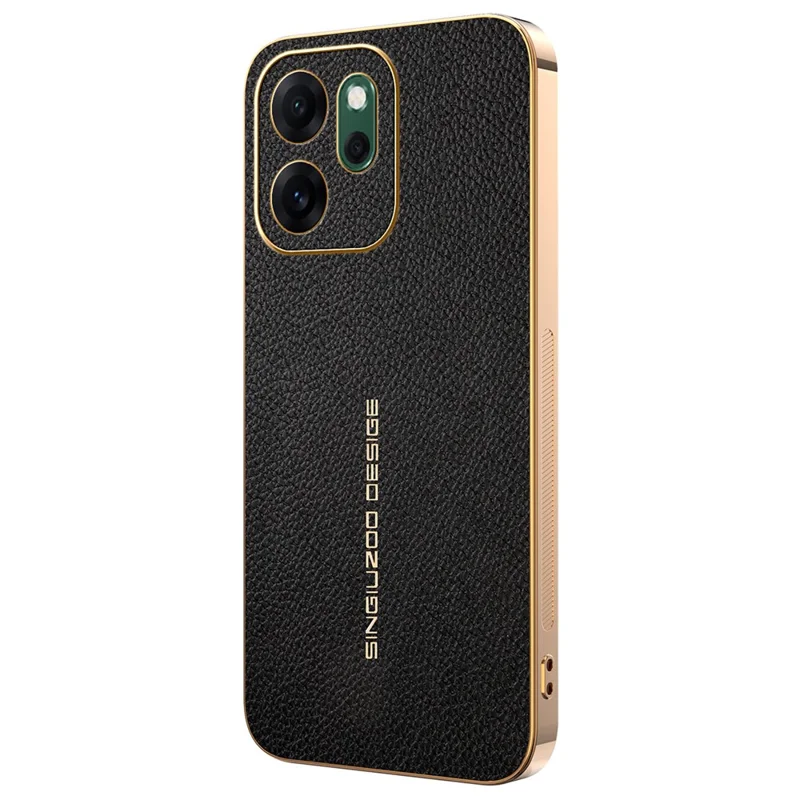 Capa para Oppo Reno14 F 5G Antiarranhões Textura de Couro de Jacarandá TPU Couro PU Capa Traseira para Telemóvel - Preto