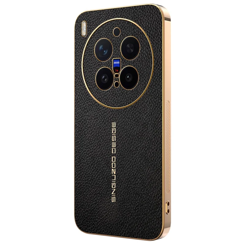 For vivo X300 Pro 5G Case Anti Scratch Litchi Texture TPU Leather PU Phone Back Cover - Black