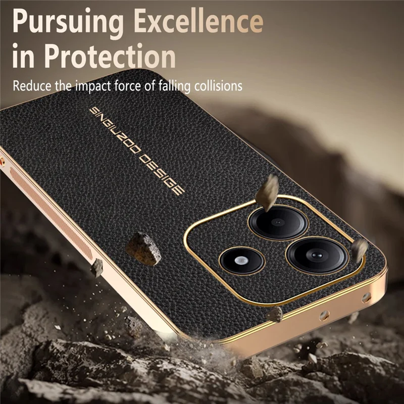 Cover per Xiaomi Redmi Note 14 4G (163,25 mm) Anti Graffio con Texture Effetto Coccodrillo in TPU e Pelle PU - Nero