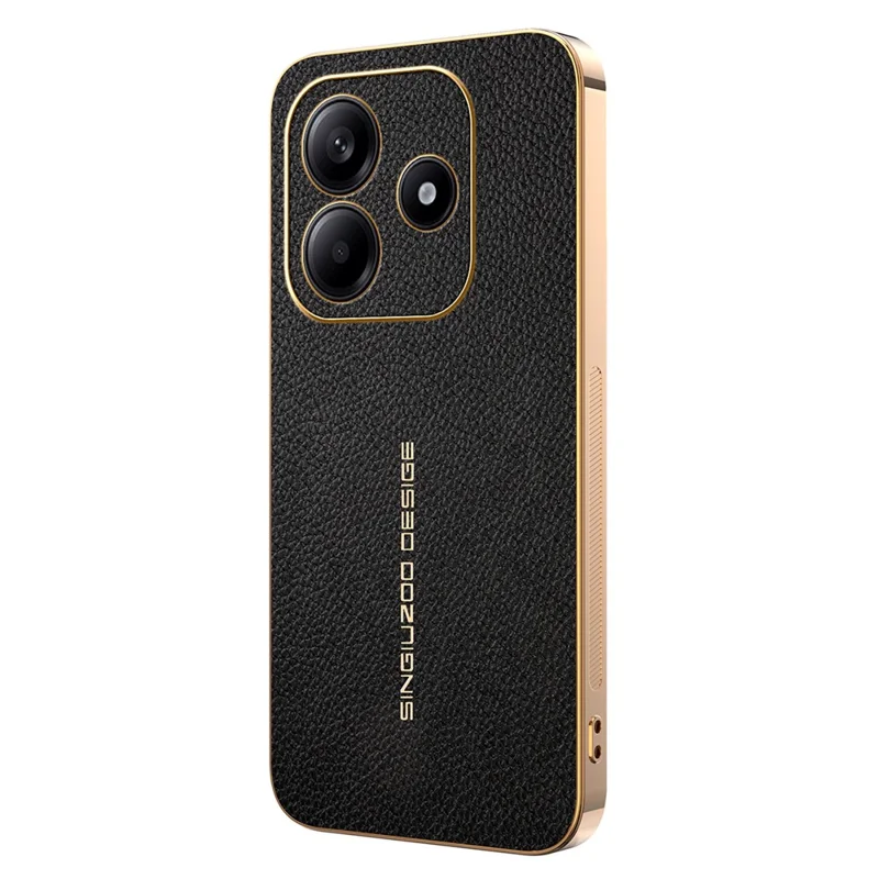 Cover per Xiaomi Redmi Note 14 4G (164,84 mm) Anti Graffio con Texture Effetto Coccodrillo in TPU e Pelle PU - Nero