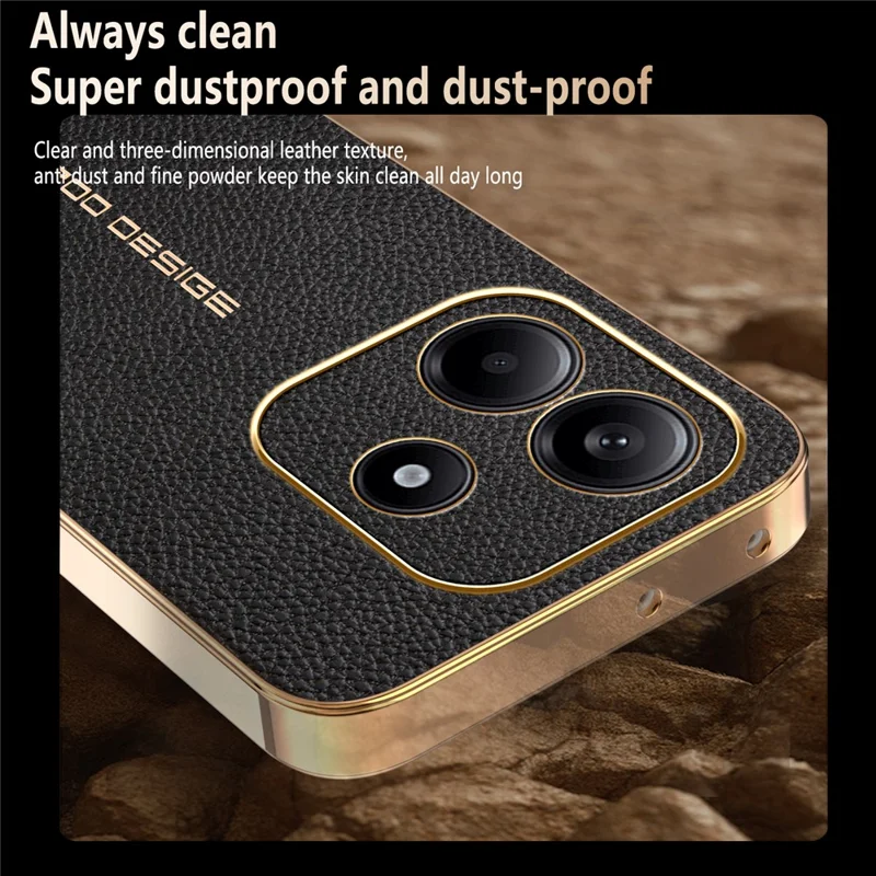 Cover per Xiaomi Redmi Note 14 4G (164,84 mm) Anti Graffio con Texture Effetto Coccodrillo in TPU e Pelle PU - Nero