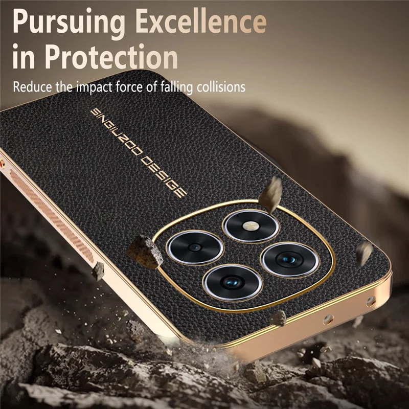 For Xiaomi Redmi Note 14 Pro 4G Case Anti Scratch Litchi Texture TPU Leather PU Phone Back Cover - Black