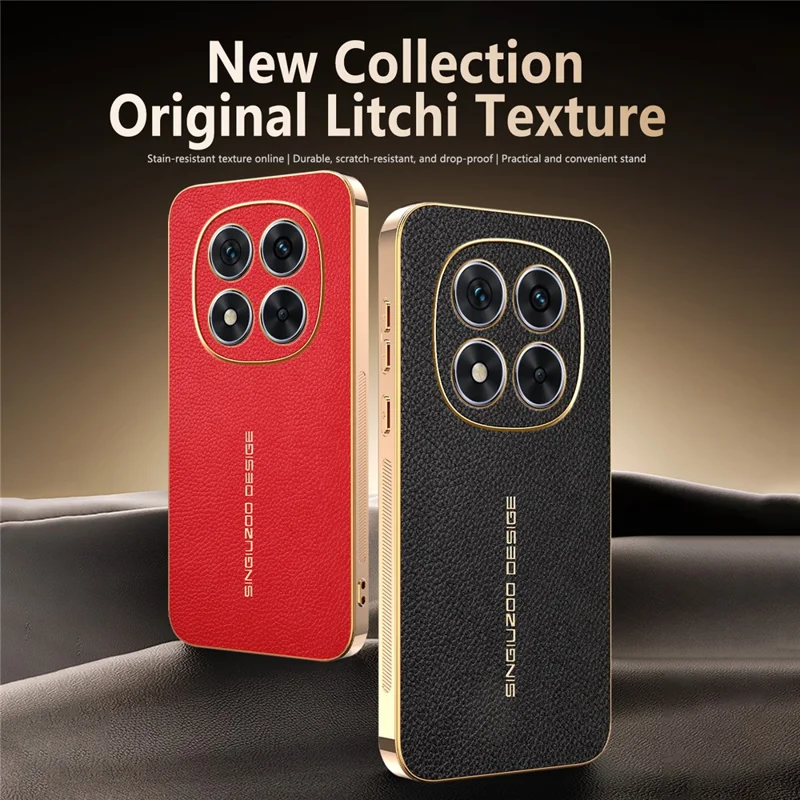 Coque de téléphone pour Xiaomi Redmi Note 14 Pro 5G / Poco X7 5G anti-rayures, texture cuir synthétique effet croûte, TPU et PU, protection arrière - Noir