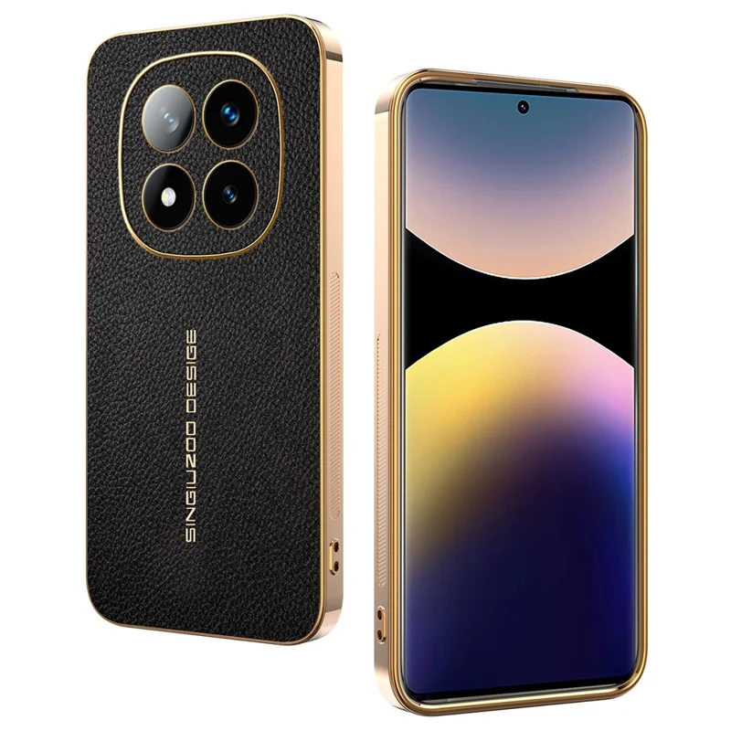 Cover per Xiaomi Redmi Note 14 Pro+ 5G Anti Graffio con Texture Effetto Coccodrillo in TPU e Pelle PU - Nero