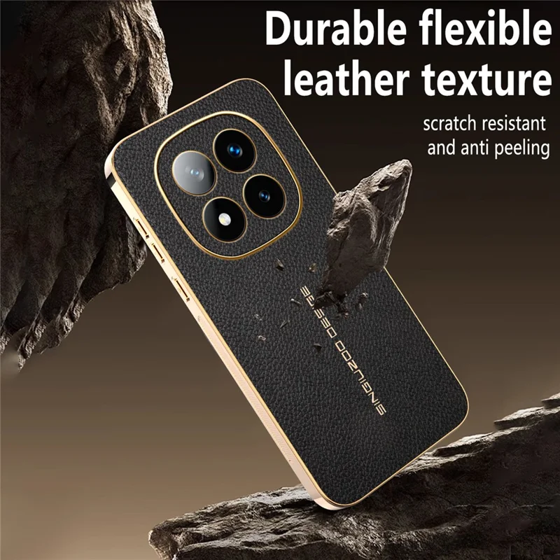 Cover per Xiaomi Redmi Note 14 Pro+ 5G Anti Graffio con Texture Effetto Coccodrillo in TPU e Pelle PU - Nero