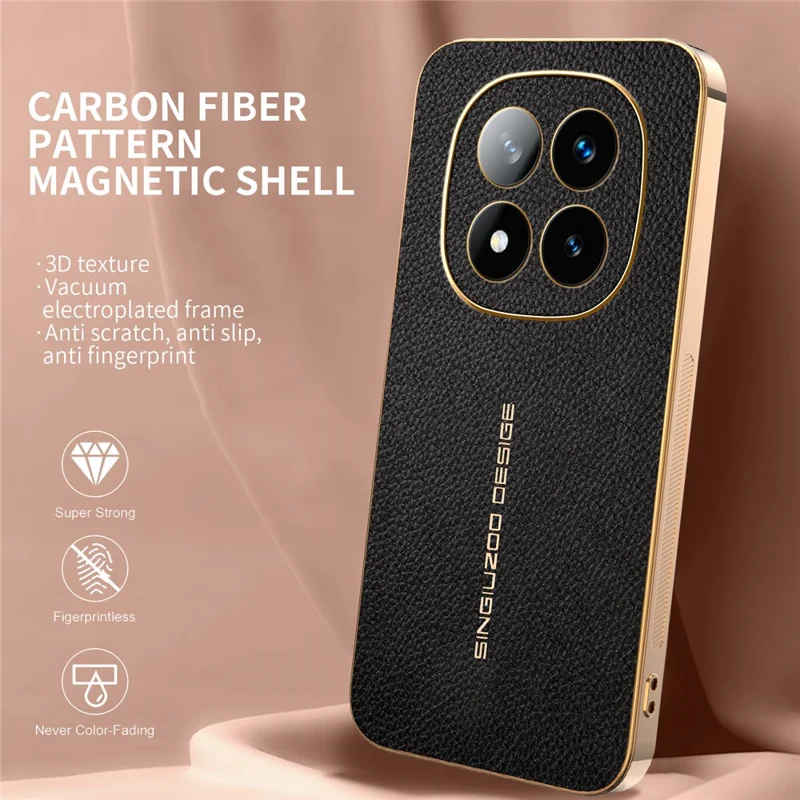 Cover per Xiaomi Redmi Note 14 Pro+ 5G Anti Graffio con Texture Effetto Coccodrillo in TPU e Pelle PU - Nero