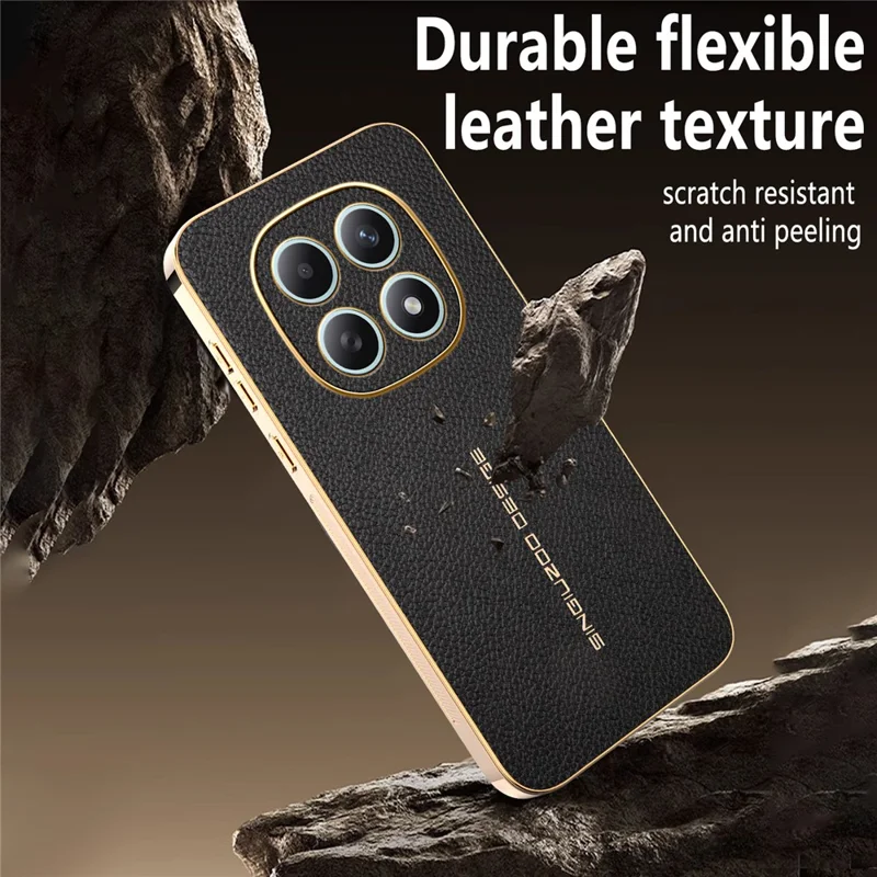 Phone Case For Xiaomi Redmi Note 15 5G (Global)  /  Poco M8 5G Anti Scratch Litchi Texture TPU Leather PU Phone Back Cover - Black