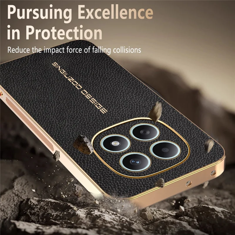 Phone Case For Xiaomi Redmi Note 15 5G (Global)  /  Poco M8 5G Anti Scratch Litchi Texture TPU Leather PU Phone Back Cover - Black