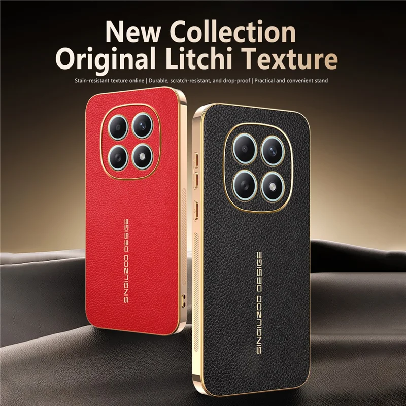 Phone Case For Xiaomi Redmi Note 15 5G (Global)  /  Poco M8 5G Anti Scratch Litchi Texture TPU Leather PU Phone Back Cover - Black