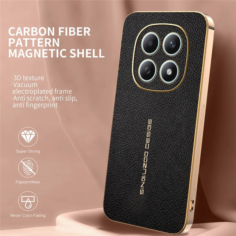 Phone Case For Xiaomi Redmi Note 15 5G (Global)  /  Poco M8 5G Anti Scratch Litchi Texture TPU Leather PU Phone Back Cover - Black