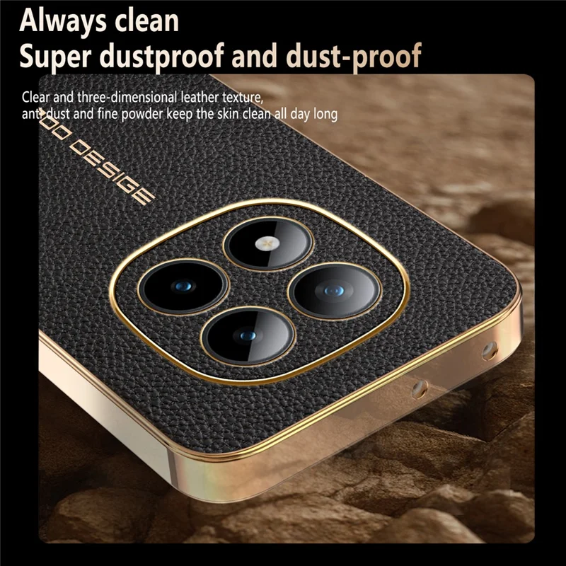 Phone Case For Xiaomi Poco M8 Pro 5G / Redmi Note 15 Pro+ 5G (Global) Anti Scratch Litchi Texture TPU Leather PU Phone Back Cover - Black