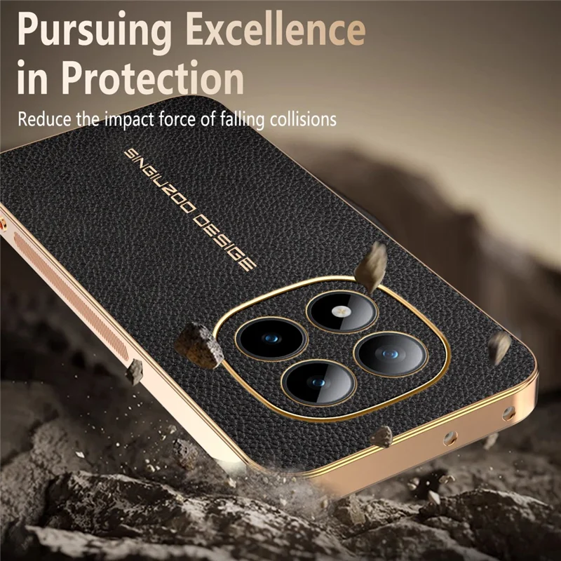 Phone Case For Xiaomi Poco M8 Pro 5G / Redmi Note 15 Pro+ 5G (Global) Anti Scratch Litchi Texture TPU Leather PU Phone Back Cover - Black