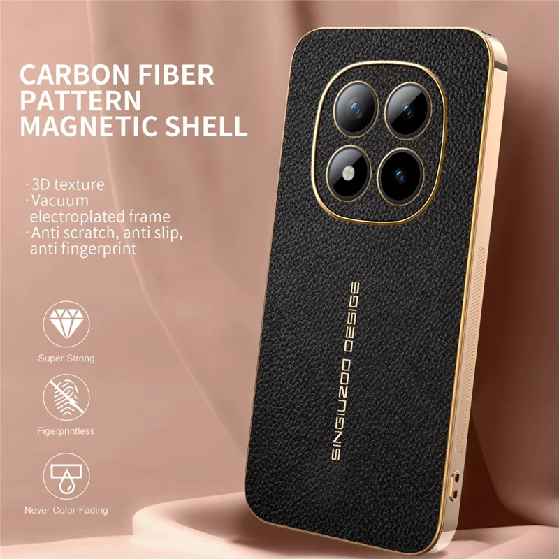 Phone Case For Xiaomi Poco M8 Pro 5G / Redmi Note 15 Pro+ 5G (Global) Anti Scratch Litchi Texture TPU Leather PU Phone Back Cover - Black