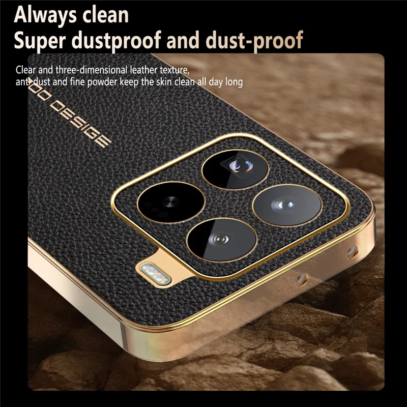 For Xiaomi 15 Pro Case Anti Scratch Litchi Texture TPU Leather PU Phone Back Cover - Black
