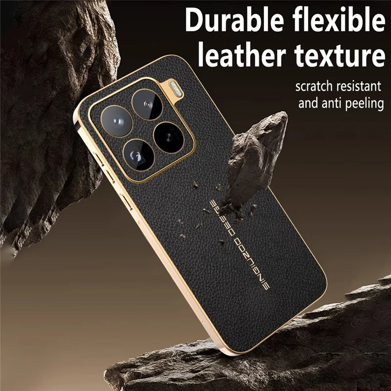 For Xiaomi 15 Pro Case Anti Scratch Litchi Texture TPU Leather PU Phone Back Cover - Black