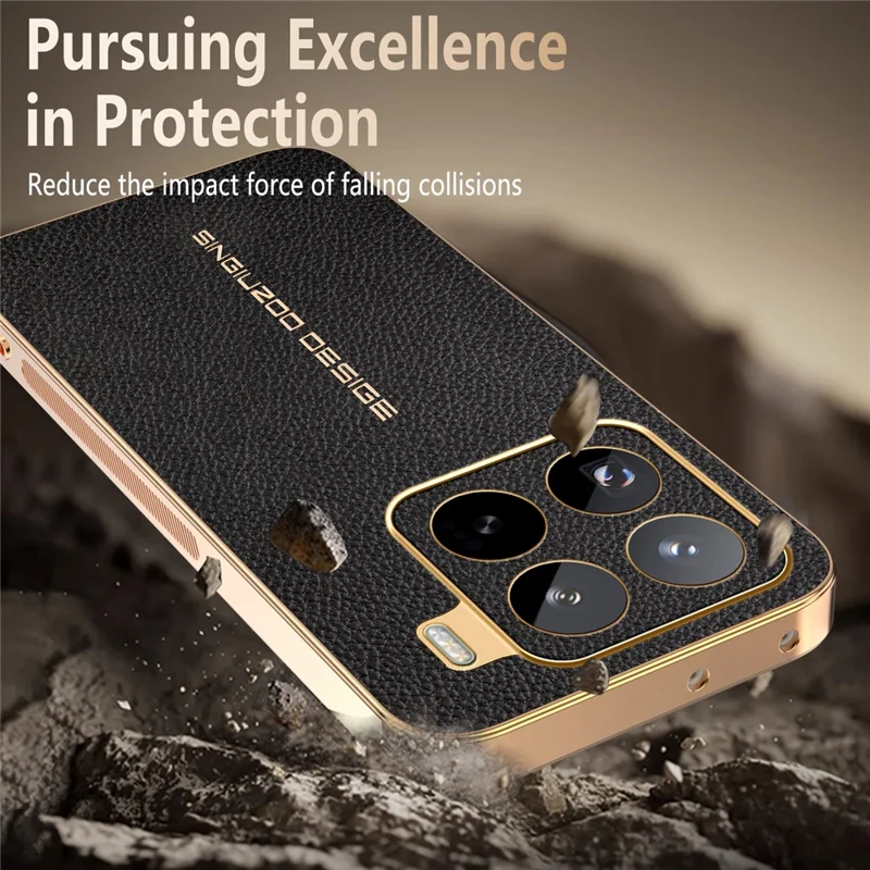 For Xiaomi 15 Pro Case Anti Scratch Litchi Texture TPU Leather PU Phone Back Cover - Black