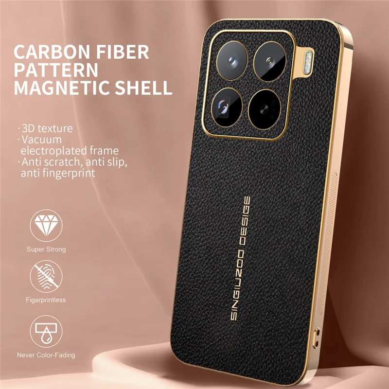 For Xiaomi 15 Pro Case Anti Scratch Litchi Texture TPU Leather PU Phone Back Cover - Black