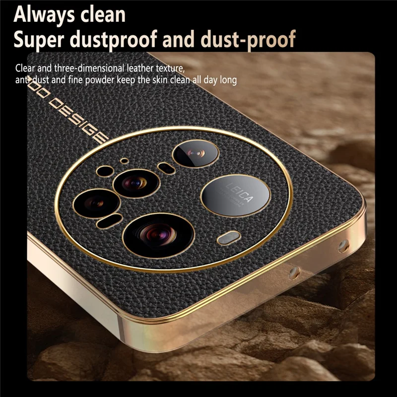 Für Xiaomi 15 Ultra Tasche Anti-Scratch Leder-Optik TPU Leder PU Handy-Rückseite - Schwarz