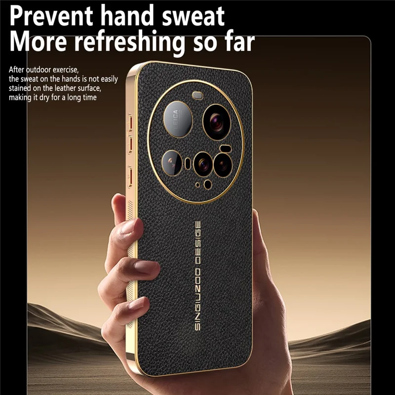 Für Xiaomi 15 Ultra Tasche Anti-Scratch Leder-Optik TPU Leder PU Handy-Rückseite - Schwarz