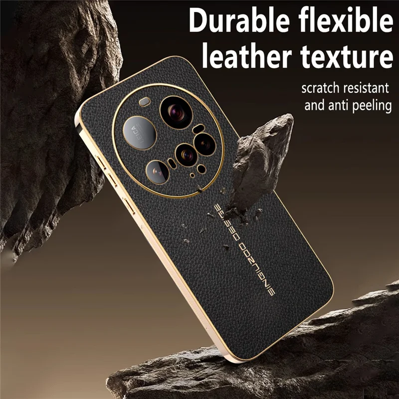 Für Xiaomi 15 Ultra Tasche Anti-Scratch Leder-Optik TPU Leder PU Handy-Rückseite - Schwarz