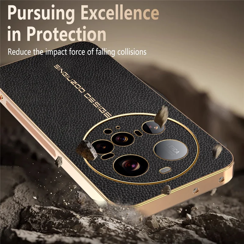 Für Xiaomi 15 Ultra Tasche Anti-Scratch Leder-Optik TPU Leder PU Handy-Rückseite - Schwarz