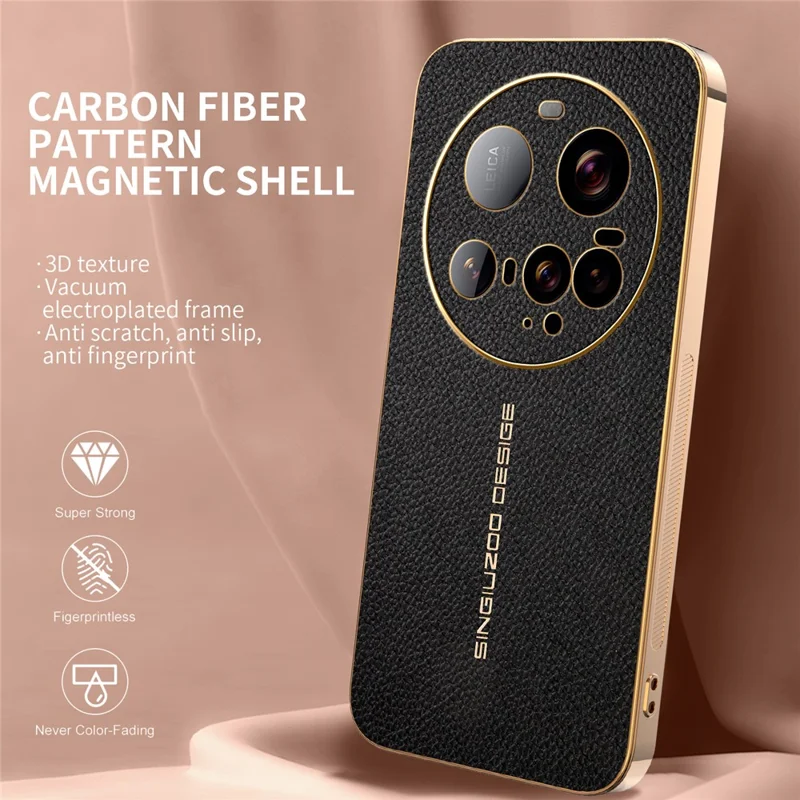 Für Xiaomi 15 Ultra Tasche Anti-Scratch Leder-Optik TPU Leder PU Handy-Rückseite - Schwarz