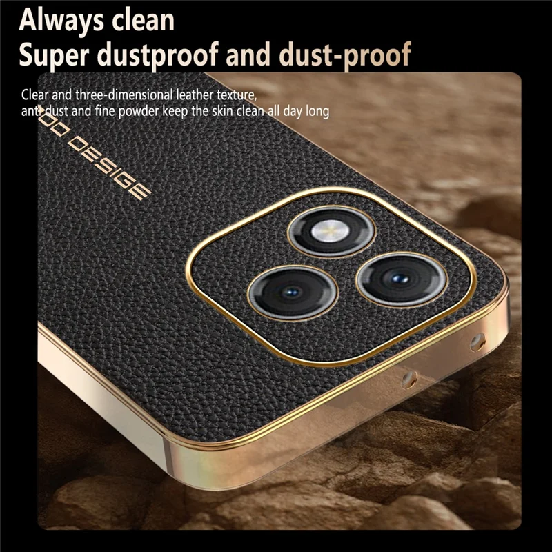 For Honor 400 Lite 5G Case Anti Scratch Litchi Texture TPU Leather PU Phone Back Cover - Black