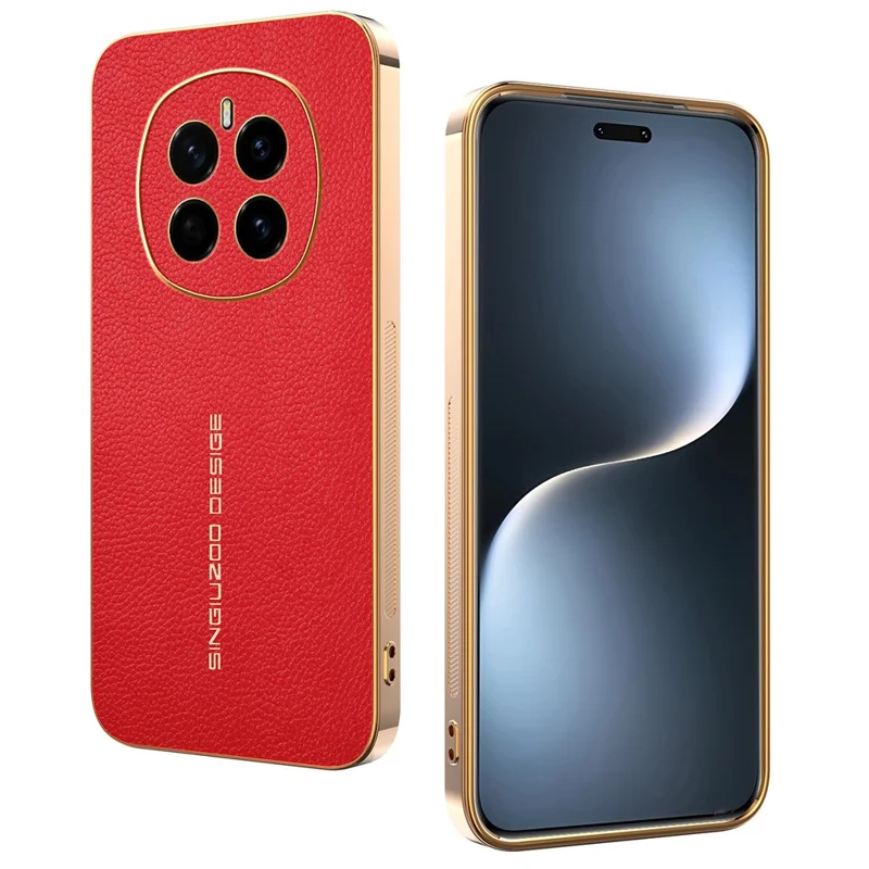 Cover per Honor Magic7 5G Anti Graffio con Texture Effetto Coccodrillo in TPU e Pelle PU - Rosso