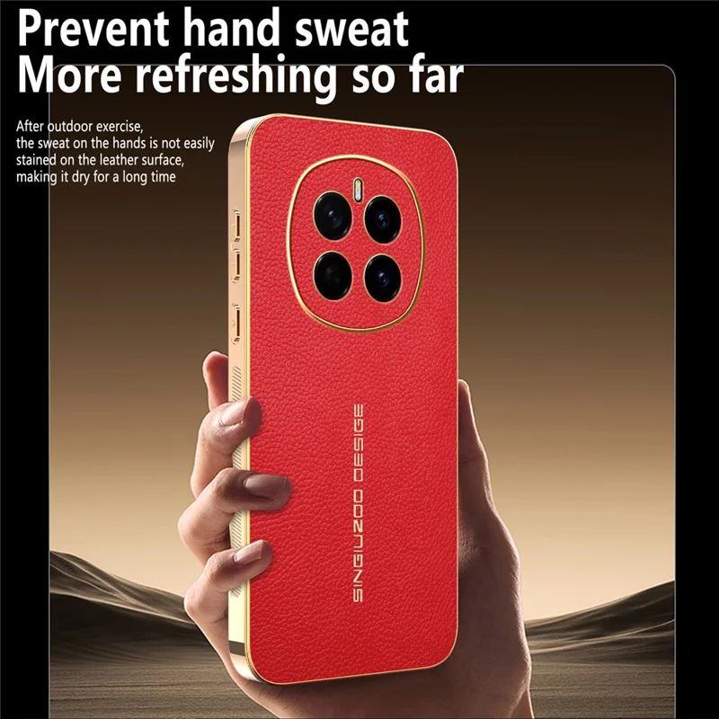 Cover per Honor Magic7 5G Anti Graffio con Texture Effetto Coccodrillo in TPU e Pelle PU - Rosso