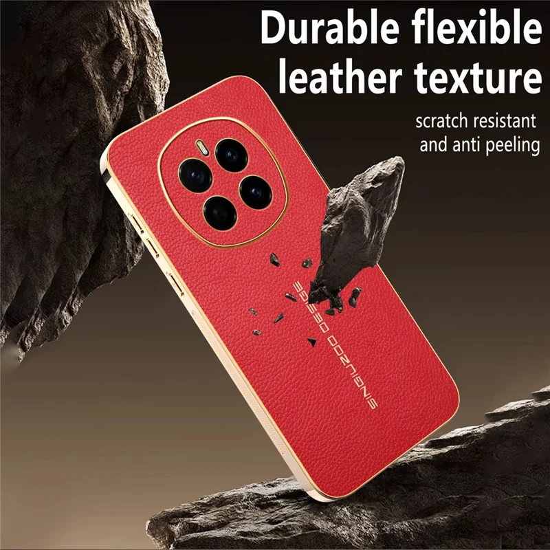 Cover per Honor Magic7 5G Anti Graffio con Texture Effetto Coccodrillo in TPU e Pelle PU - Rosso