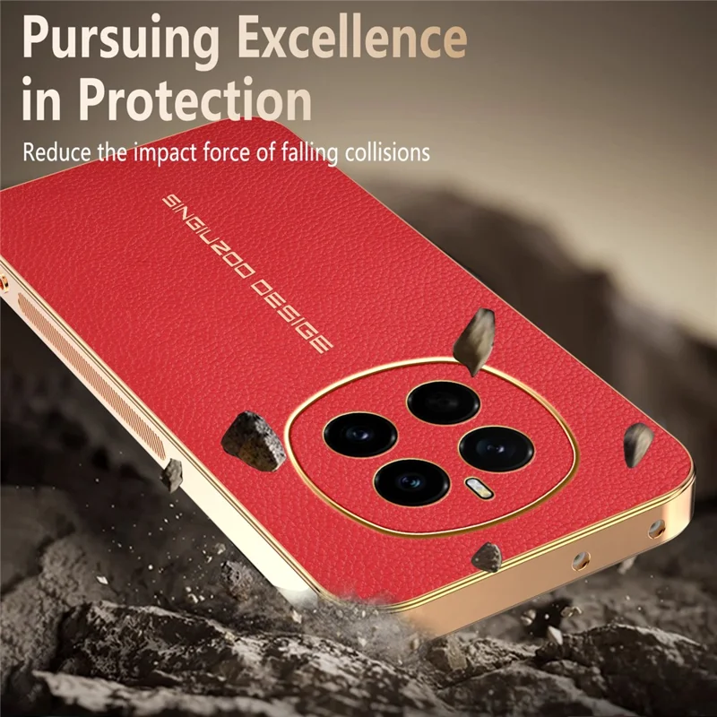 Cover per Honor Magic7 5G Anti Graffio con Texture Effetto Coccodrillo in TPU e Pelle PU - Rosso