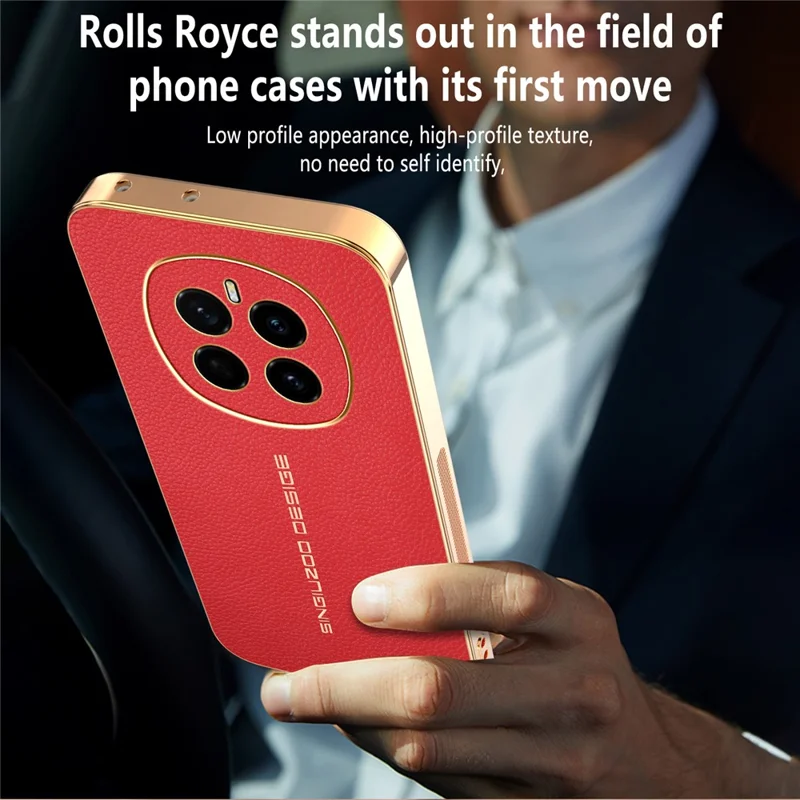 Cover per Honor Magic7 5G Anti Graffio con Texture Effetto Coccodrillo in TPU e Pelle PU - Rosso