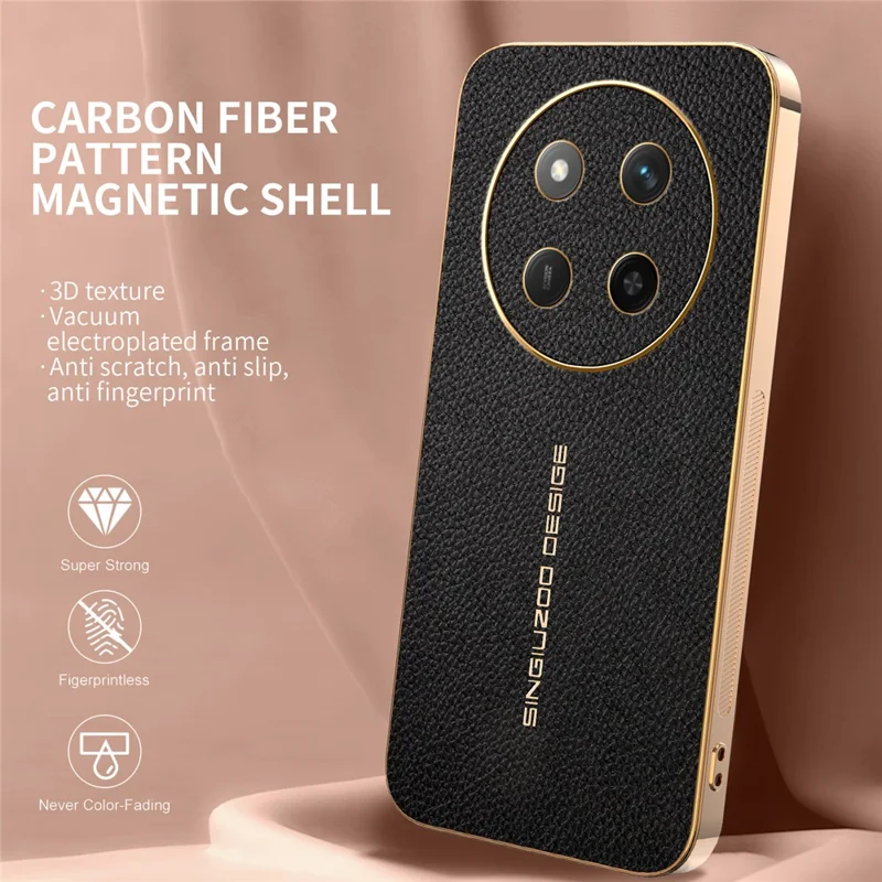 Чехол для телефона Honor X60 Pro 5G / X9c 5G / Magic7 Lite 5G, антицарапины, текстура крокодиловая кожа, ТПУ, кожа ПУ, задняя крышка для телефона - черный