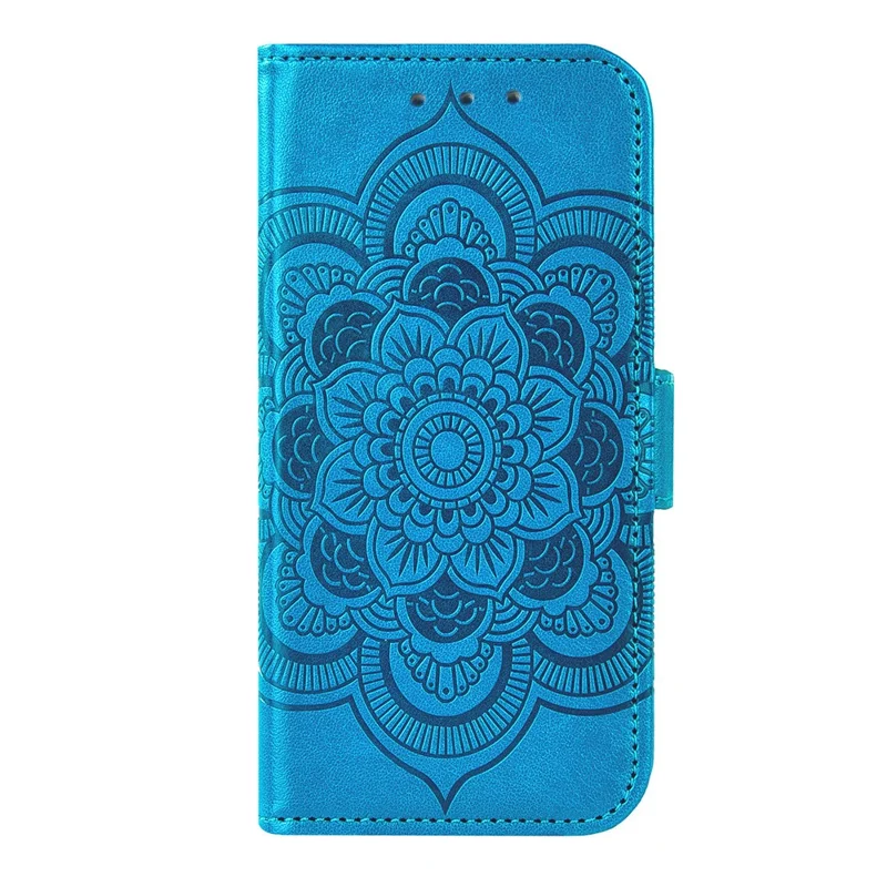 For iPhone 16e Case Peony Imprinted  TPU PU Leather Wallet Phone Cover with Wrist Strap - Blue