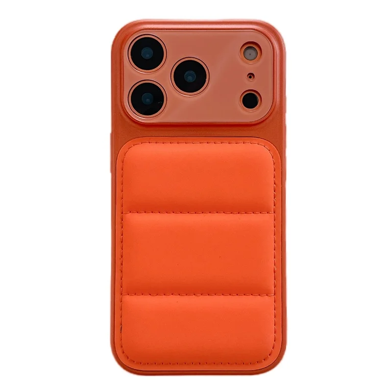 For iPhone 17 Pro Case Down Jacket Design Skin-touch PU Leather Coated PC + TPU Phone Cover - Orange