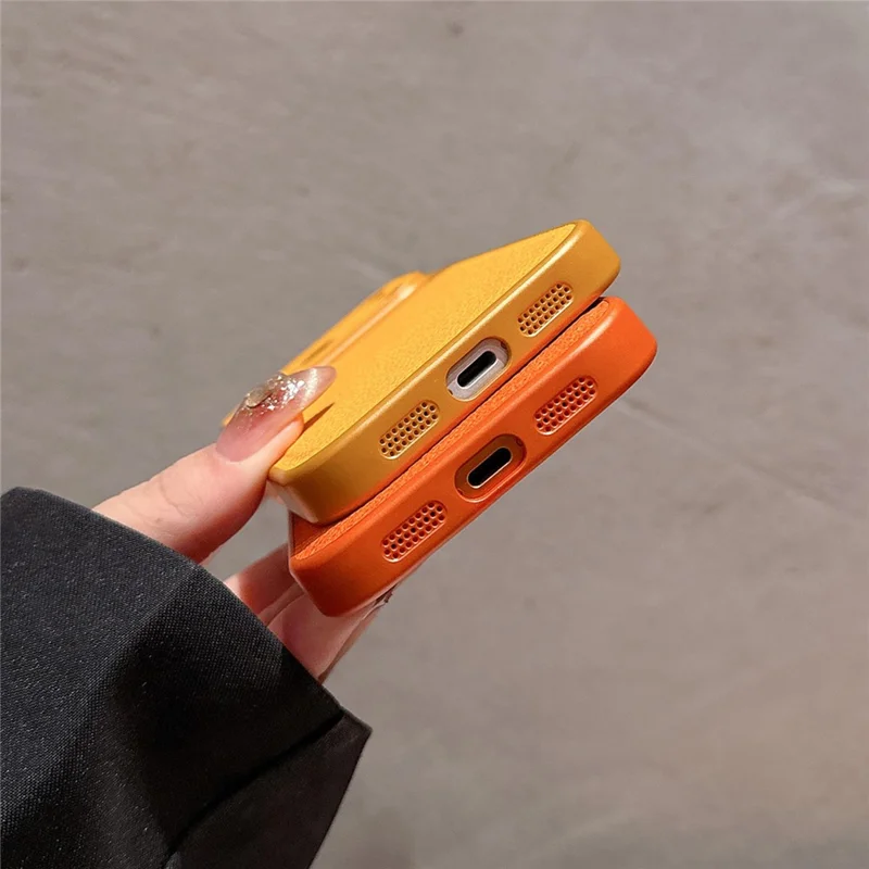 For iPhone 17 Pro Case Precise Cutouts Textured PU Leather Coated PC + TPU Phone Cover - Orange