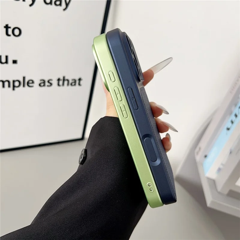 For iPhone 16 Pro Case Precise Cutouts Textured PU Leather Coated PC + TPU Phone Cover - White