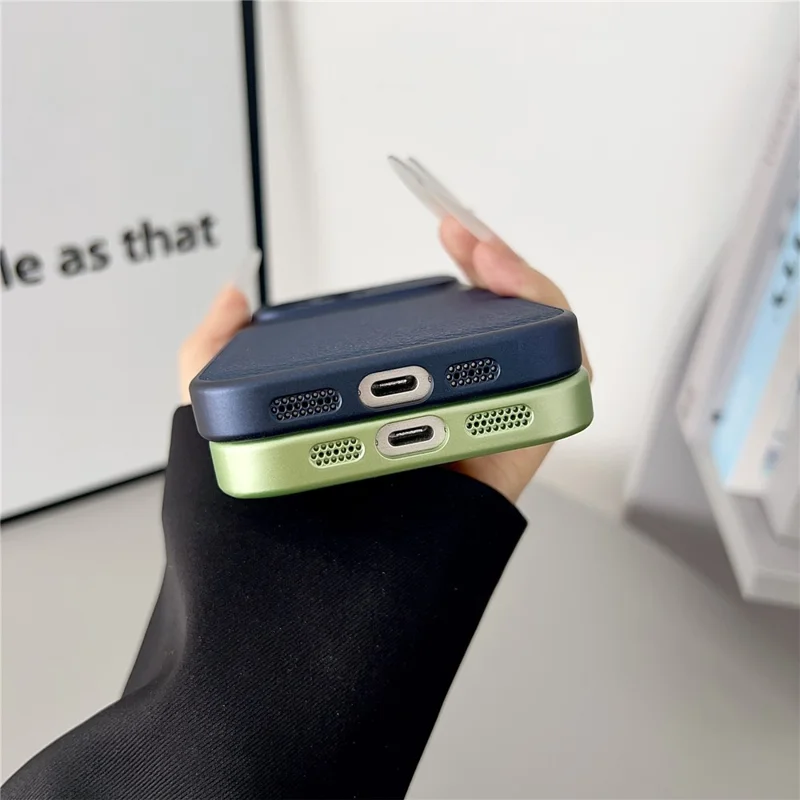 For iPhone 16 Pro Case Precise Cutouts Textured PU Leather Coated PC + TPU Phone Cover - White