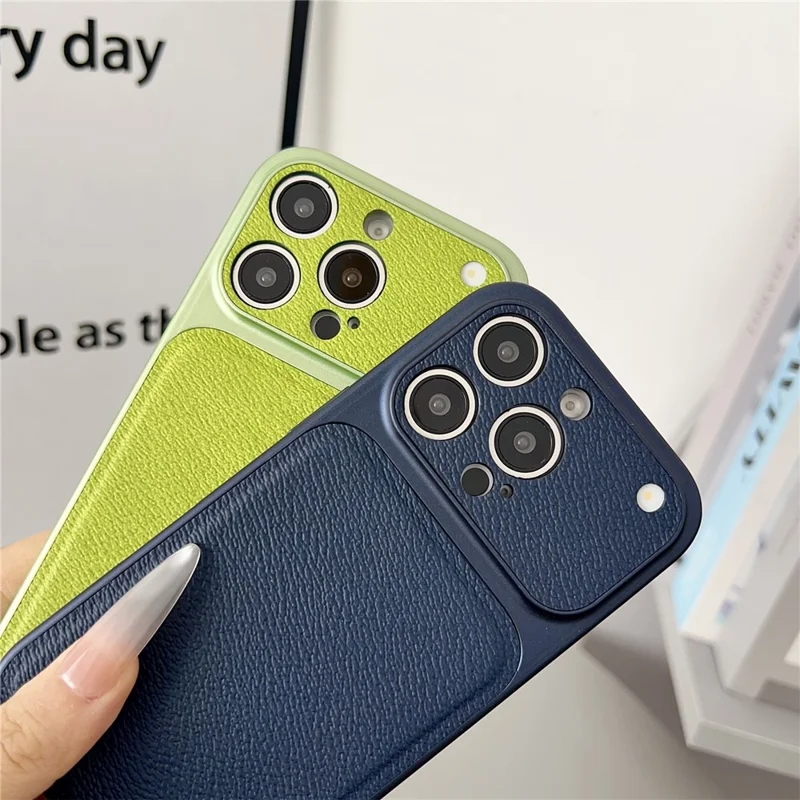 For iPhone 16 Pro Max Case Precise Cutouts Textured PU Leather Coated PC + TPU Phone Cover - White