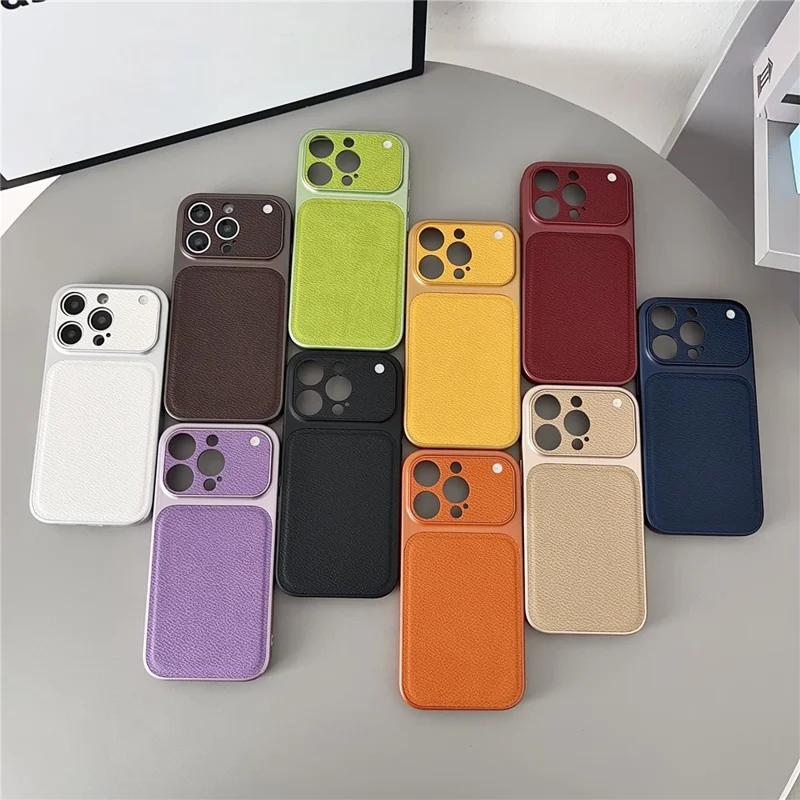 For iPhone 16 Pro Max Case Precise Cutouts Textured PU Leather Coated PC + TPU Phone Cover - White