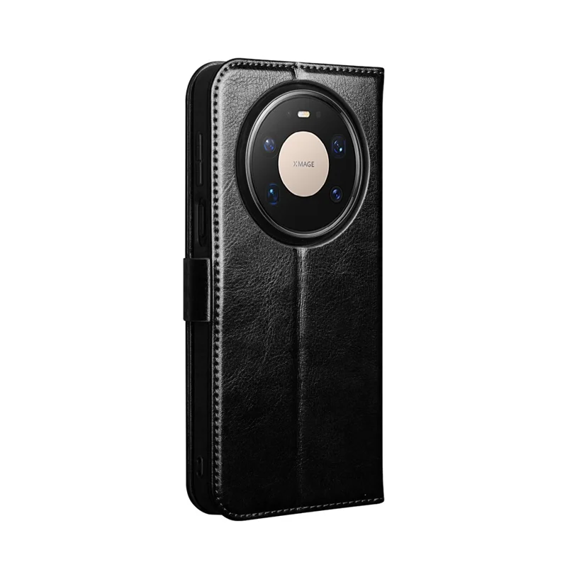 QIALINO Custodia per Huawei Mate 80 Pro Max in Vera Pelle di Mucca con Supporto e Portafoglio - Nero