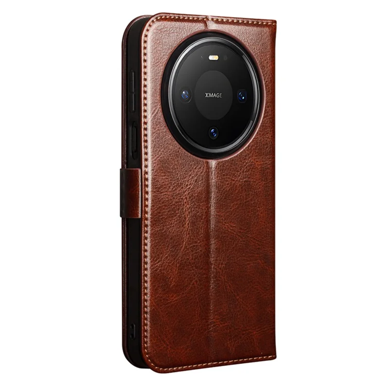 QIALINO til Huawei Mate 80 hylster i ægte kuulæder med stå og wallettelefondæksel - Brun