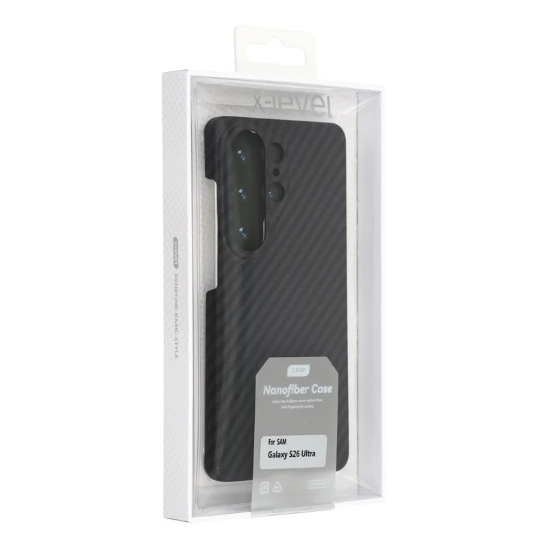 X-LEVEL Чехол для Samsung Galaxy S26 Ultra, с текстурой углеродного волокна, жесткий чехол из поликарбоната, защита от ударов