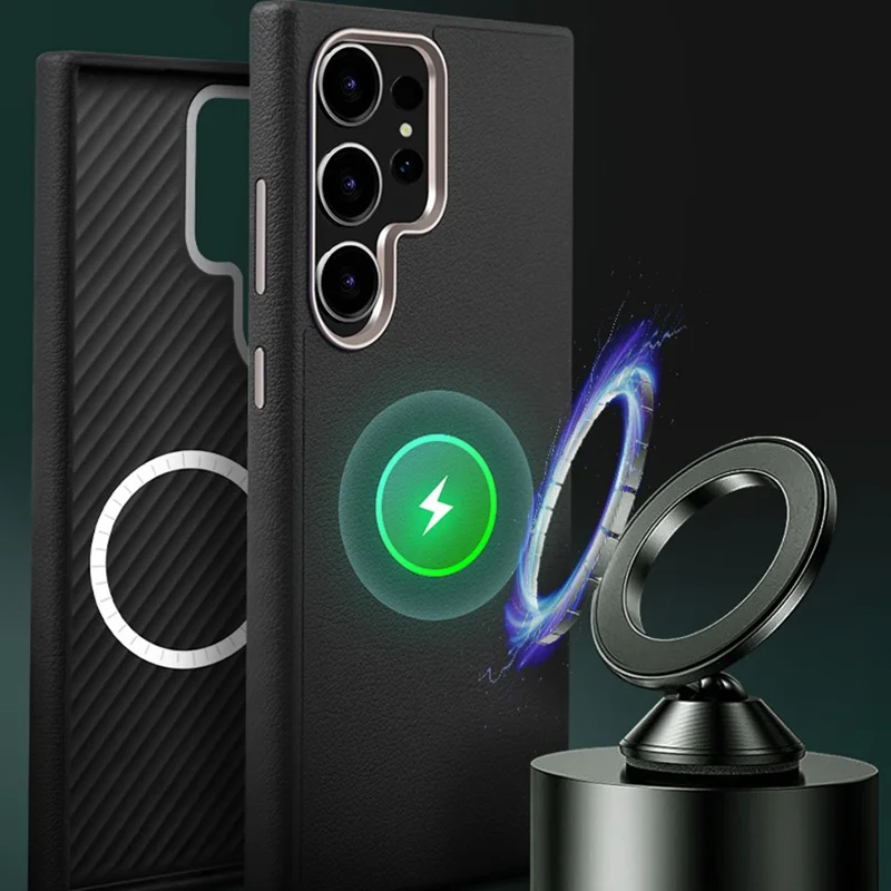 X-LEVEL для Samsung Galaxy S26 Ultra магнитный чехол из искусственной кожи PU и прочного поликарбоната - черный