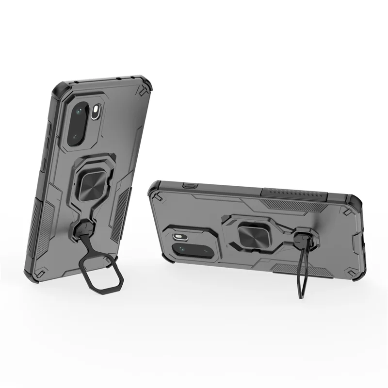 Capa para OnePlus 15R 5G com Anel Giratório e Suporte PC + TPU, Capa à Prova de Choques - Preto