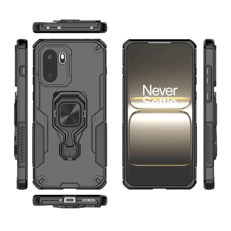 Capa para OnePlus 15R 5G com Anel Giratório e Suporte PC + TPU, Capa à Prova de Choques - Preto