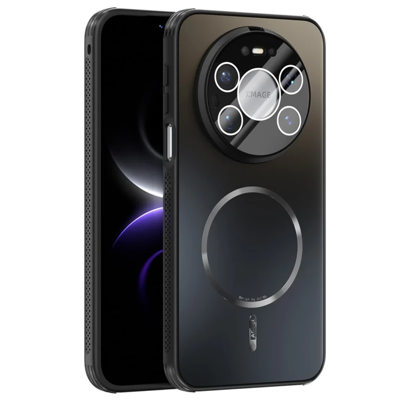 ABEEL For Huawei Mate 80 Pro Max Magnetic Case TPU PC Cooling Matte Phone Back Cover with Lens Film - Black