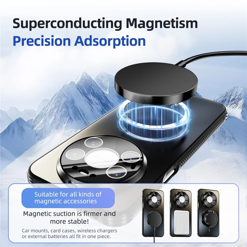 ABEEL For Huawei Mate 80 Pro Max Magnetic Case TPU PC Cooling Matte Phone Back Cover with Lens Film - Black