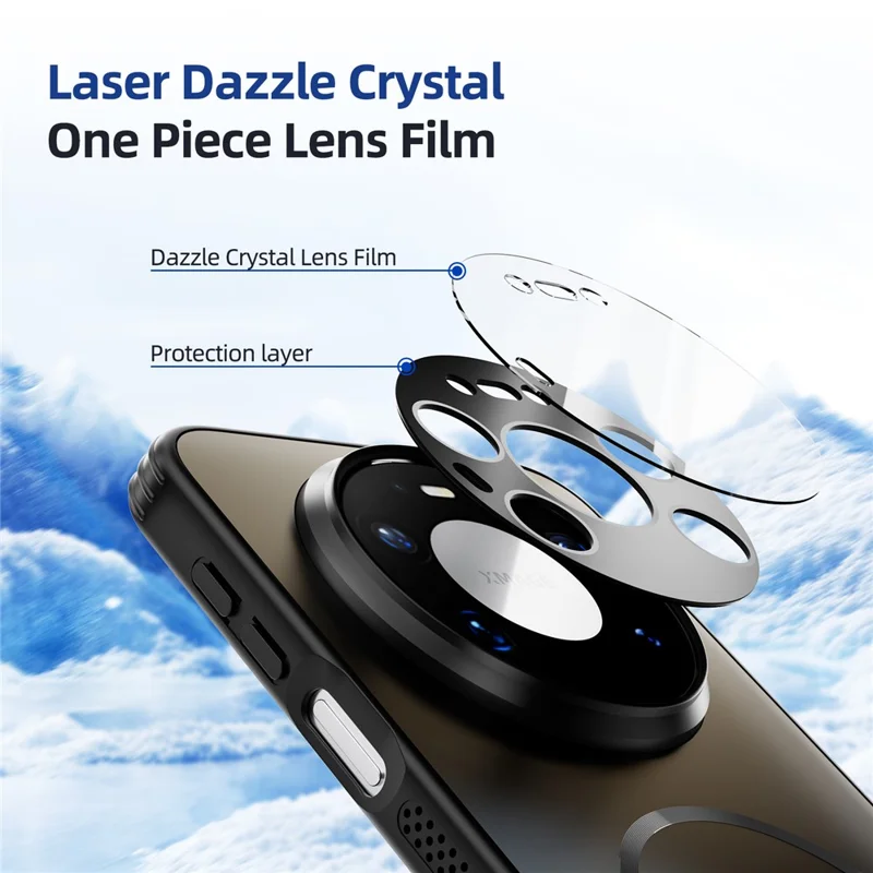 ABEEL For Huawei Mate 80 Pro Max Magnetic Case TPU PC Cooling Matte Phone Back Cover with Lens Film - Black